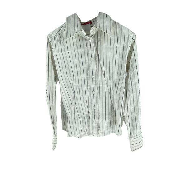 Anne Klein Vintage White Striped Long Sleeve Button Down Shirt Women's Size 6 - Picture 1 of 6